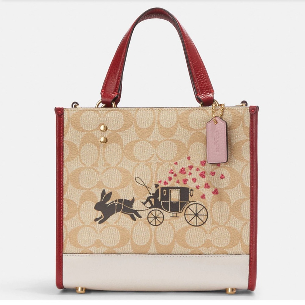 NWT Coach Lunar New Year Dempsey Tote In Signature Canvas With Rabbit & Carriage